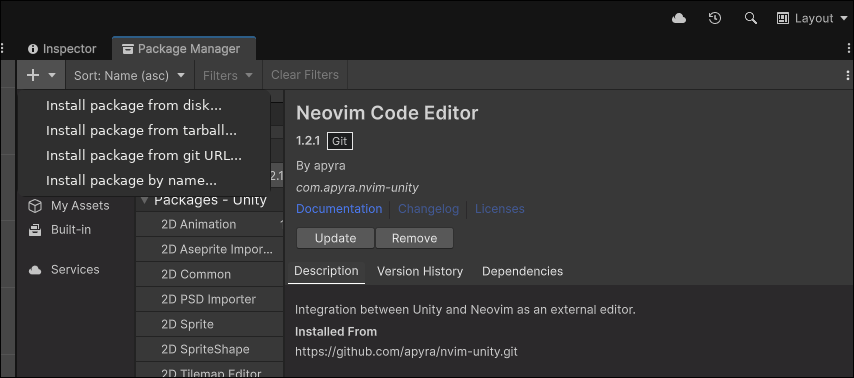 get nvim unity